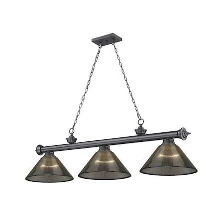 Z-Lite Cordon 3 Light Billiard, Bronze Plate & Smoke 2306-3BP-ARS